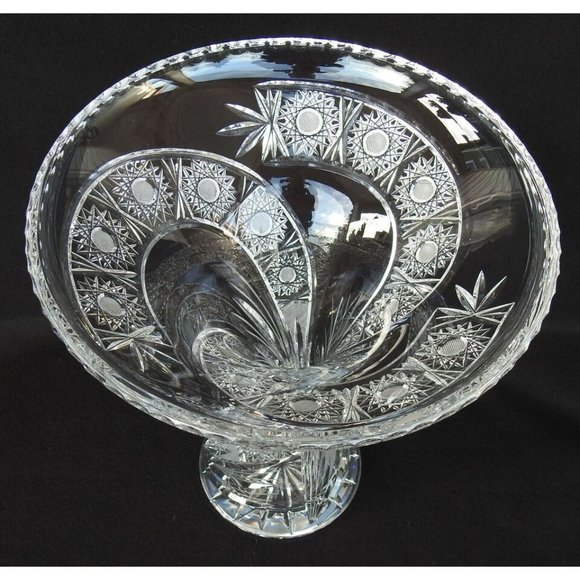 Vintage Large 12" Spiral Hand Cut Lead Crystal Glass Statement Vase - Picture 7 of 16